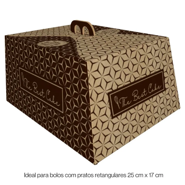 CAIXA PARA BOLO IP73-K RETANGULAR COM ALCA 27,5x19,5x13CM THE BEST CAKE KRAFT C/50