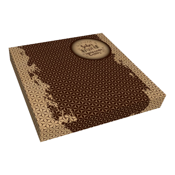 TAMPA PARA CAIXA DE SALGADO IP23T-KS GRANDE 35X35X5 KRAFT SABOR QUE APAIXONA C/50
