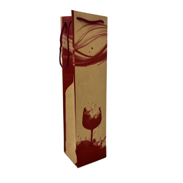 SACOLA DE PAPEL IP-S51K PARA GARRAFA DE VINHO 10,5X10,5X39CM KRAFT C/50